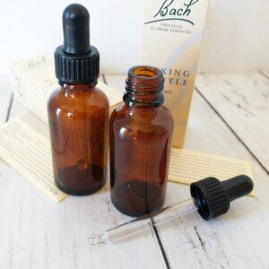 Bach Flower Essences 2 Pack Empty Mixing Bottles New 30ml Amber Glass w/ Dropper